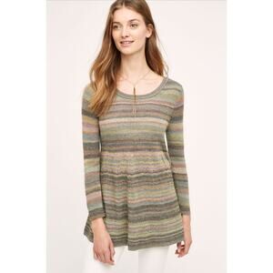 ANTHROPOLOGIE MOTH Spacedye Wool-Blend Fairy Swing Top in Grey Motif Size XXS